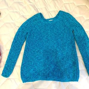Girls Size 10 turquoise blue sparkle knit sweater.